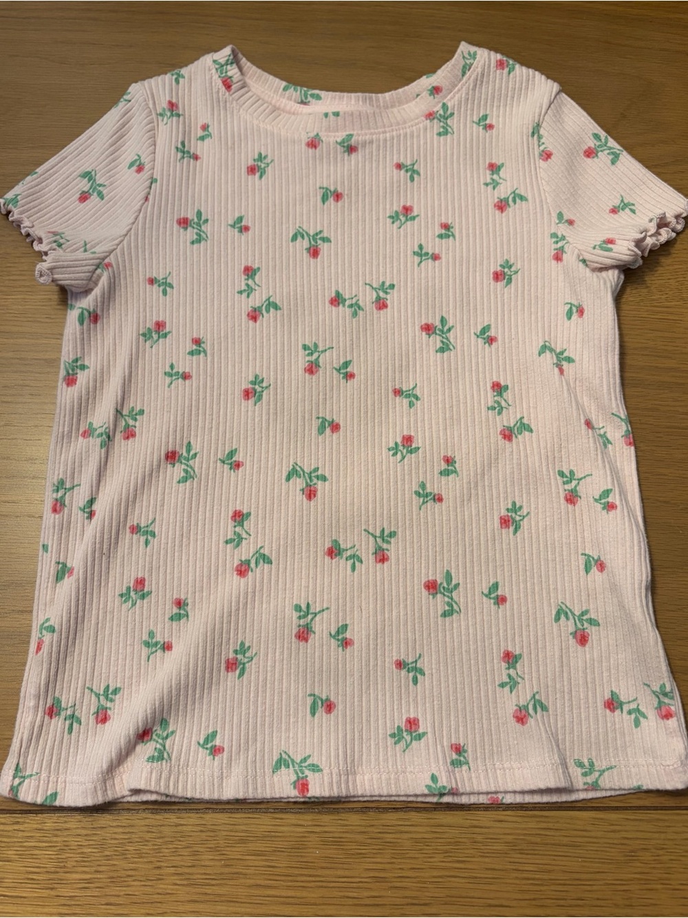 3 for $10 Cat & Jack Pink Ribbed Tee with Green and Pink Floral Print